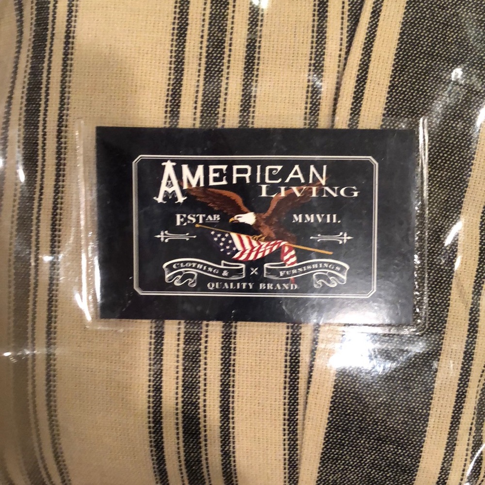 Ralph Lauren American Living Black Striped Burlap King Bed Skirt